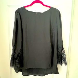 Adiva Black Blouse with Lace Sleeves